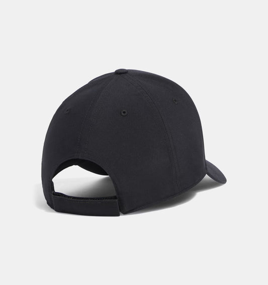 Black baseball cap on a light gray background