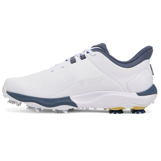 UA Drive Pro Wide Fit Waterproof Spiked Golf Shoes - White