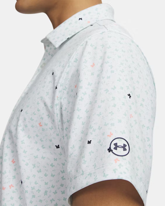 UA ArmourDry Printed Polo White/Enamel Blue/Navy