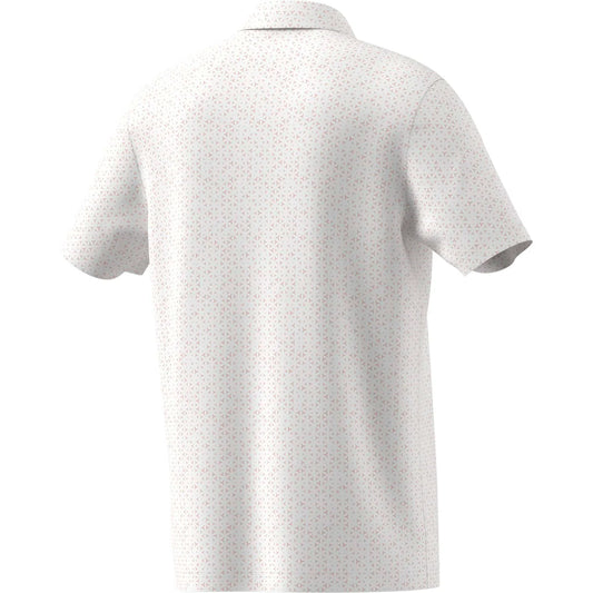 adidas Ultimate365 Mesh Print Golf Polo Shirt - White / Dusky Orange