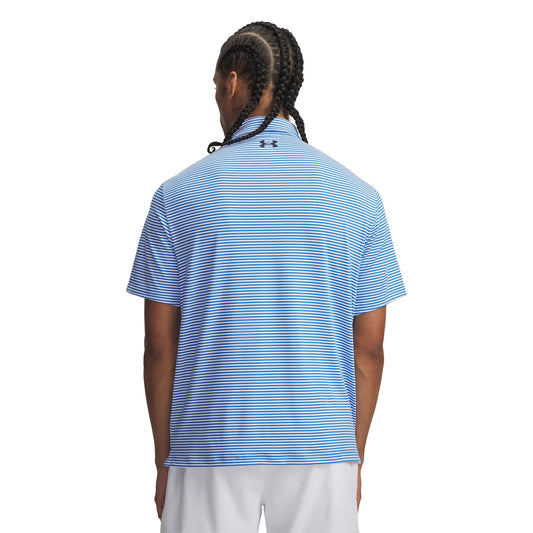 UA Playoff 3.0 Stripe Polo Shirt - White / Blue