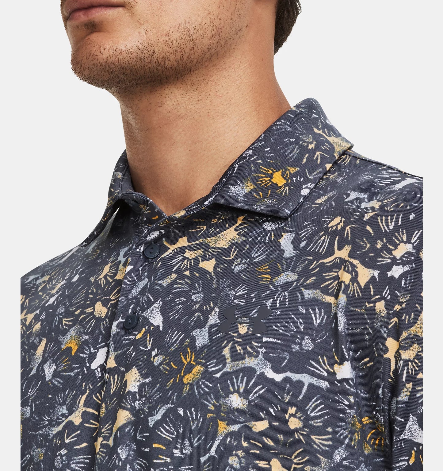 UA Playoff 3.0 Printed Polo Downpour Gray/Messa Yellow