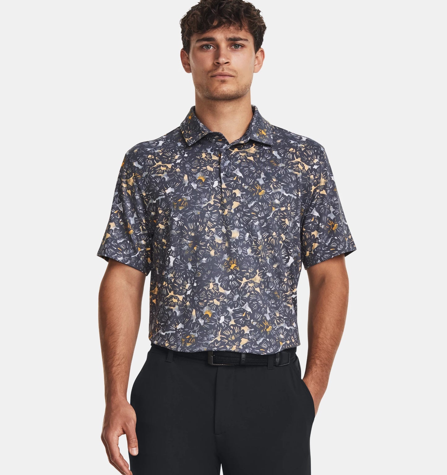 UA Playoff 3.0 Printed Polo Downpour Gray/Messa Yellow