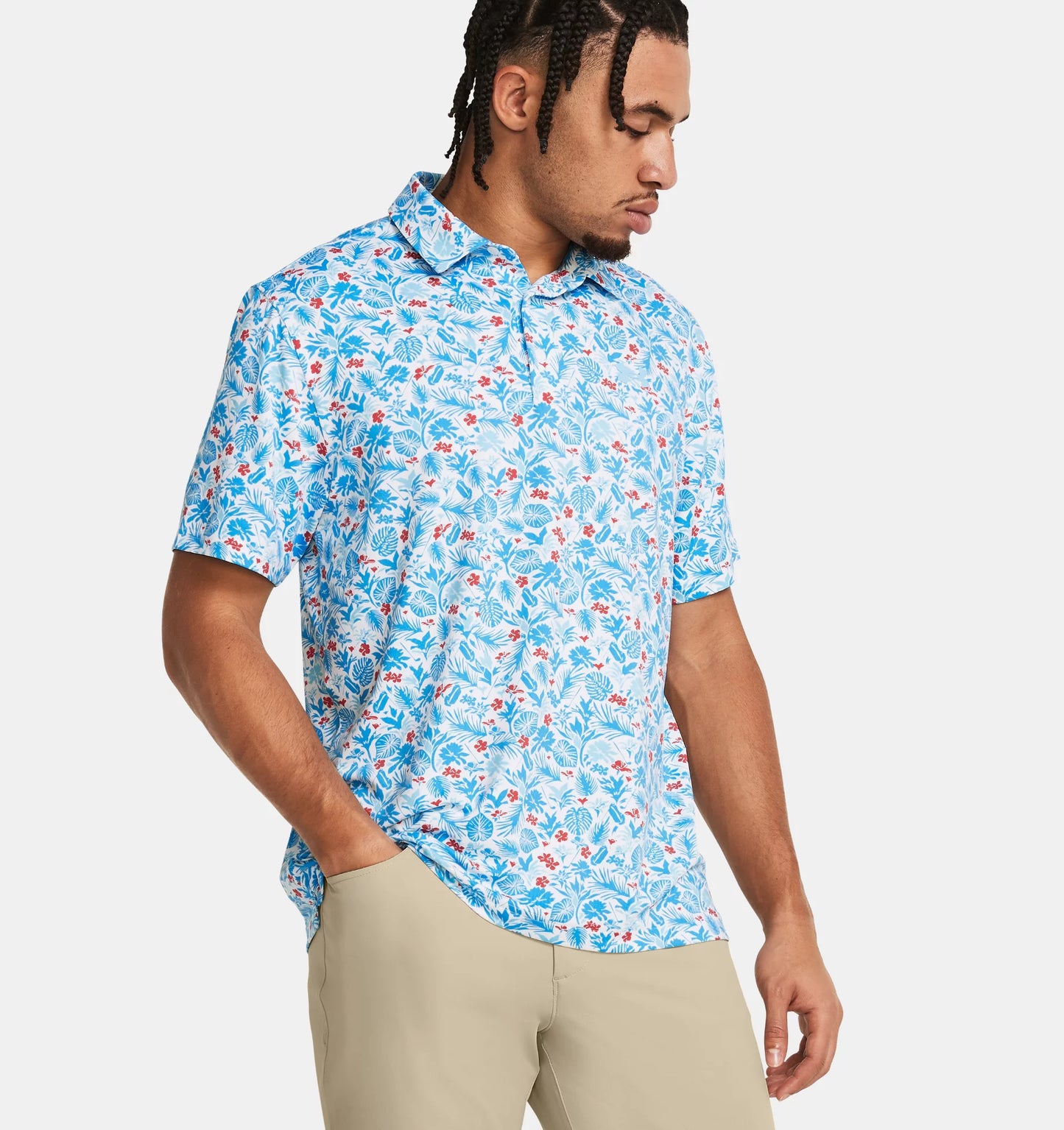 UA Playoff 3.0 Pinted Polo White/Sky Blue/Capri