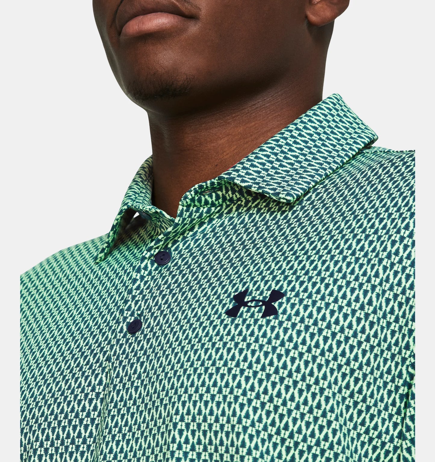 UA Playoff 3.0 Printed Polo Matrix Green/Midnight Navy