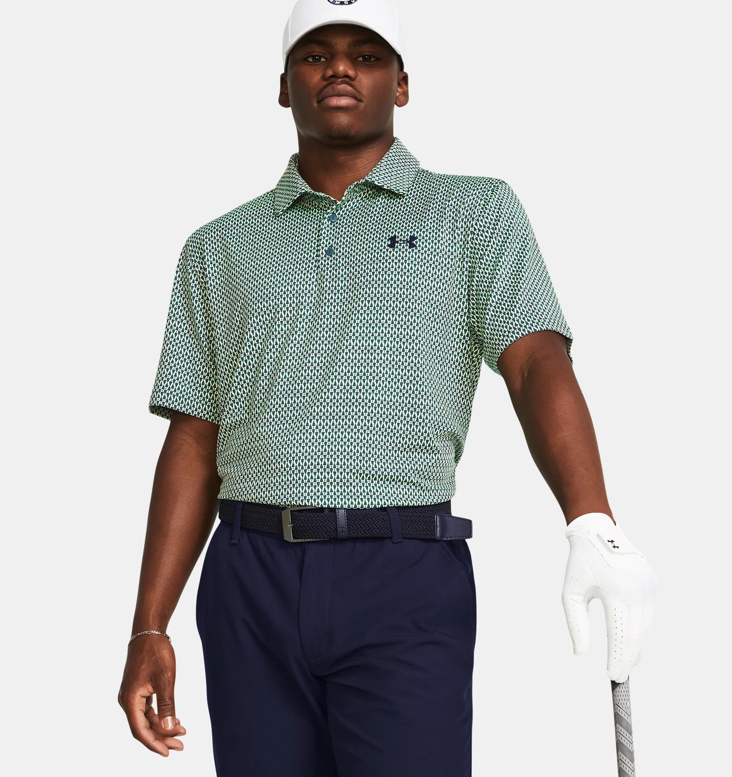 UA Playoff 3.0 Printed Polo Matrix Green/Midnight Navy