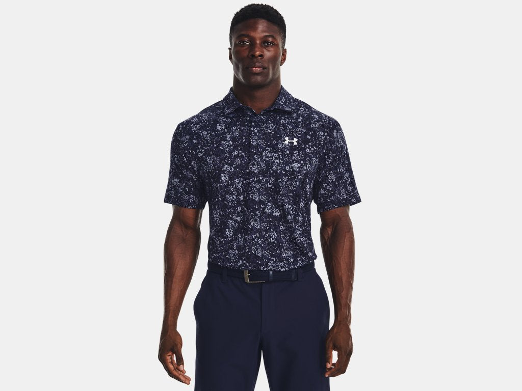 UA Playoff 3.0 Printed Polo Midnight Navy/Halo Grey