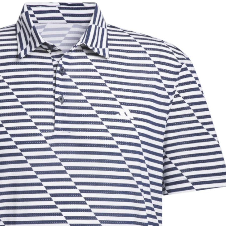 MESH PRINT POLO SHIRT - Collegiate Navy/White