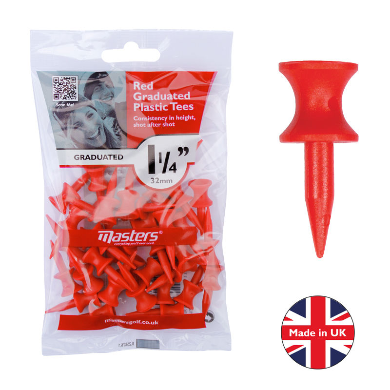 Plastic Graduated Tees Red 1 1/4" 35pk