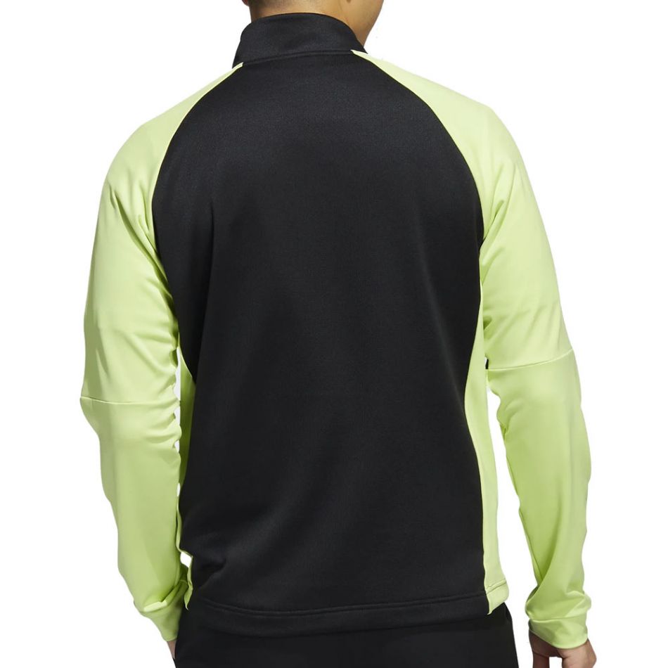 Mens Color Block Quarter Zip Pullover Black/Pulse Lime
