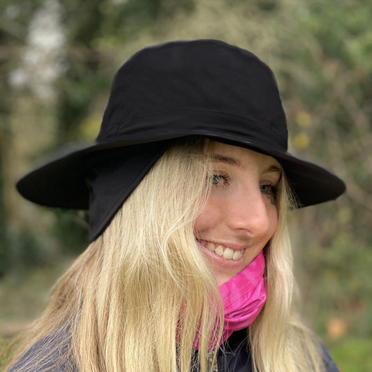 Fleece Lined Rain Hat - Black