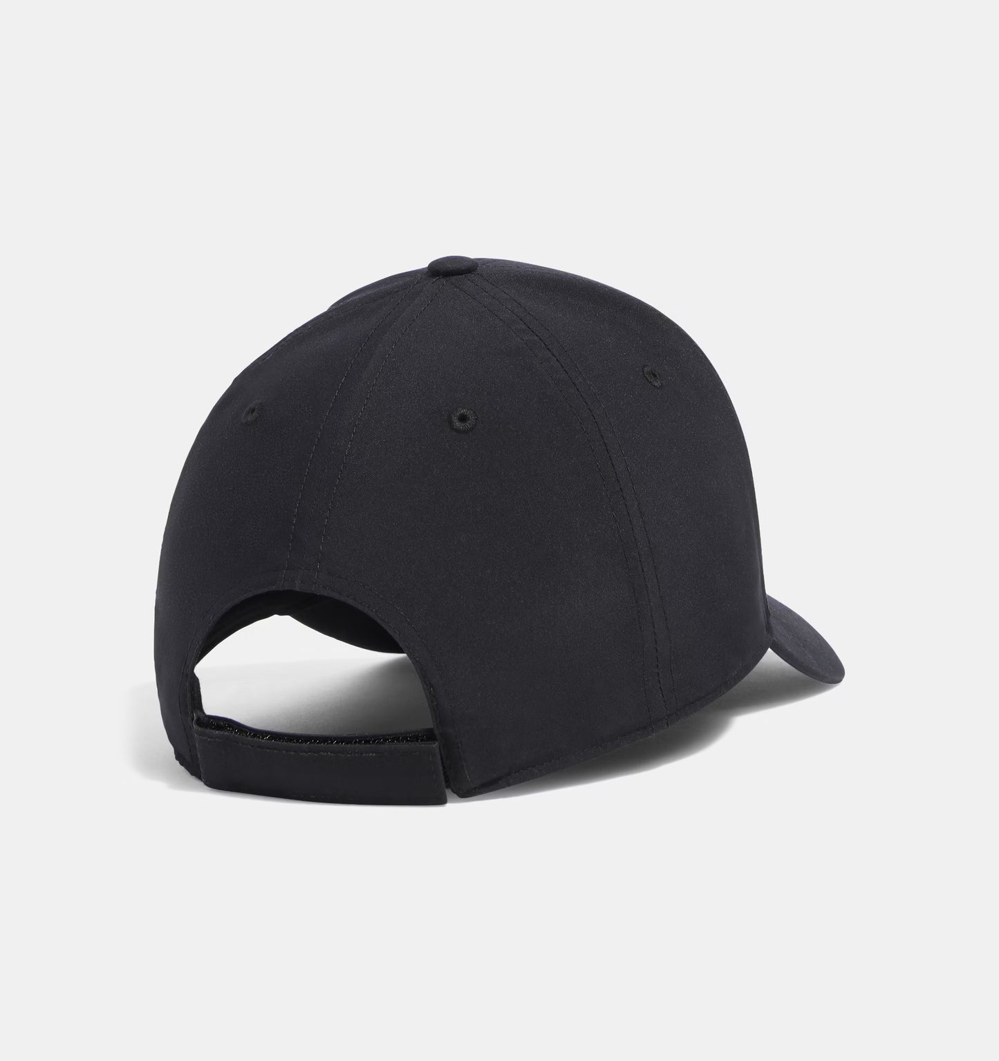 Black baseball cap on a light gray background