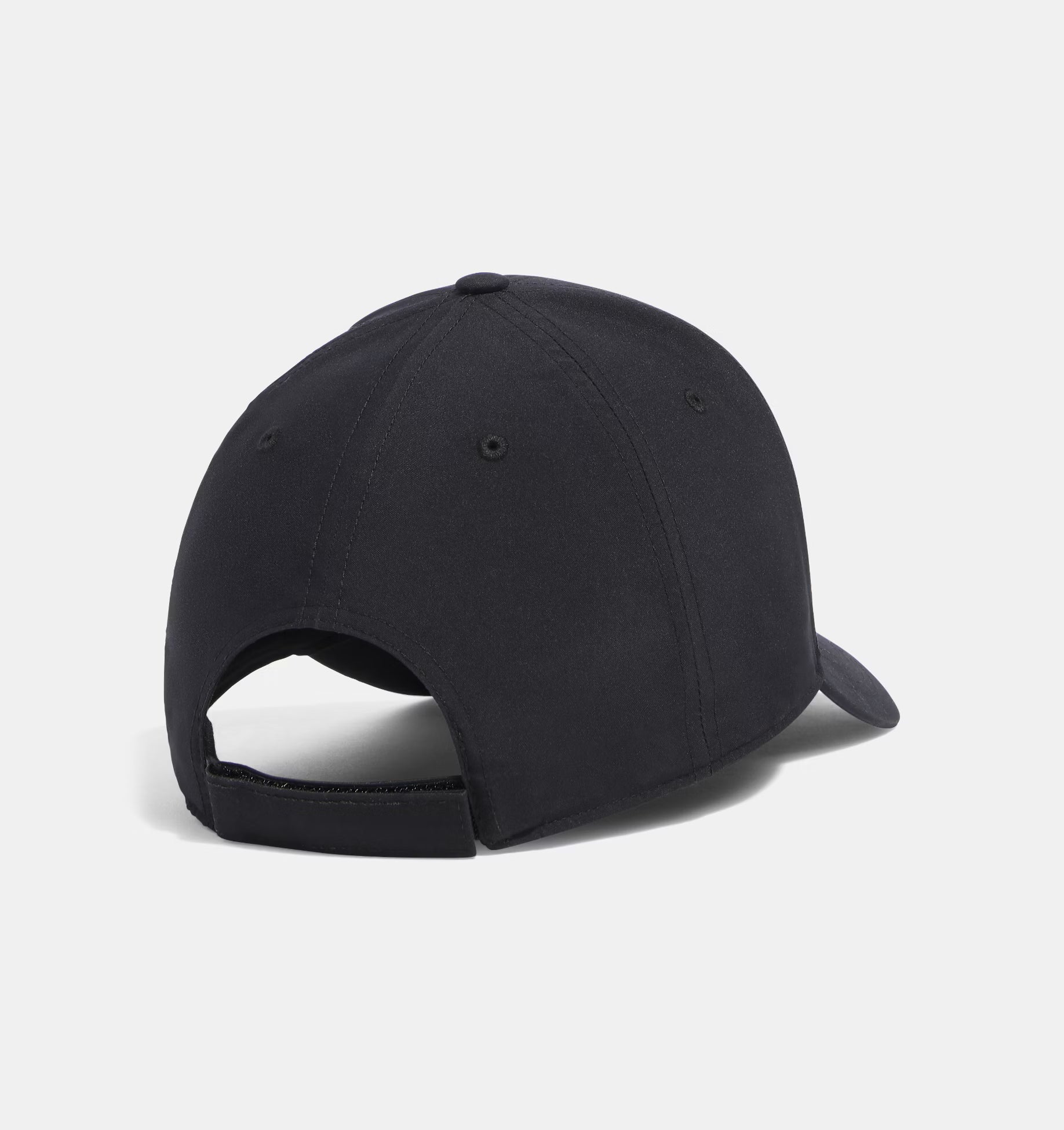 Black baseball cap on a light gray background
