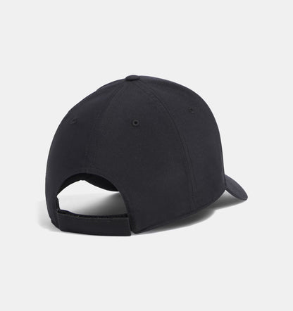 Black baseball cap on a light gray background