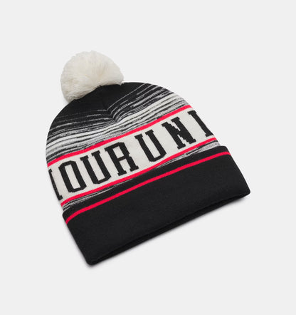 Halftime Pom Beanie Stone/Red/Black