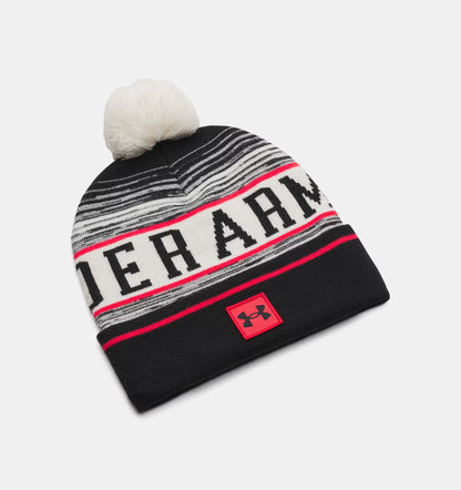 Halftime Pom Beanie Stone/Red/Black