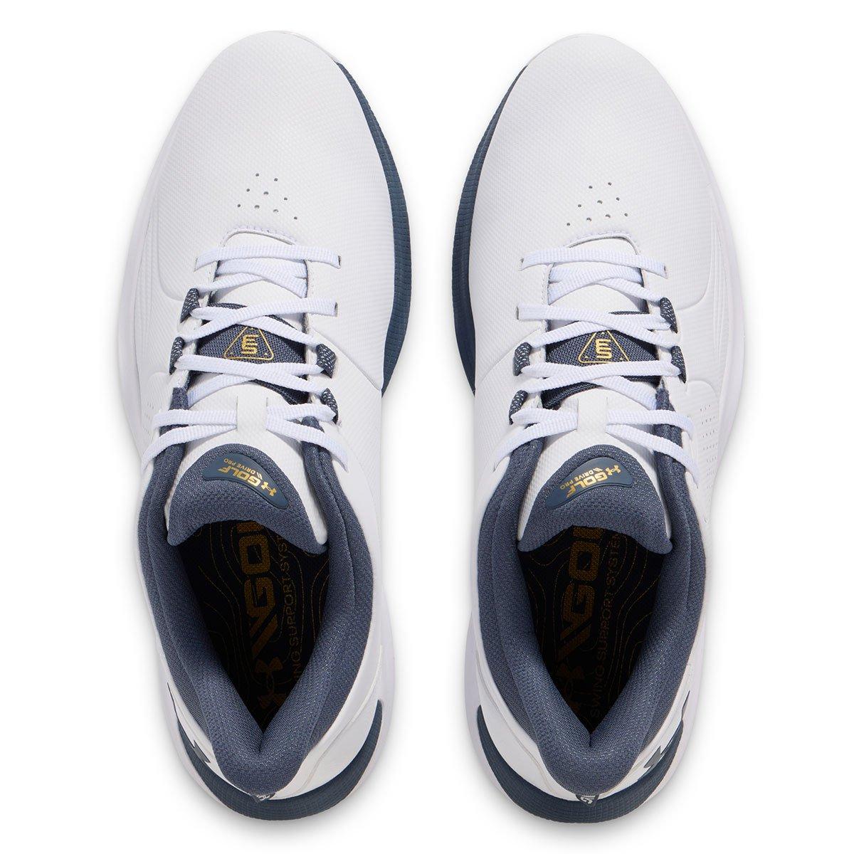 UA Drive Pro Wide Fit Waterproof Spiked Golf Shoes - White