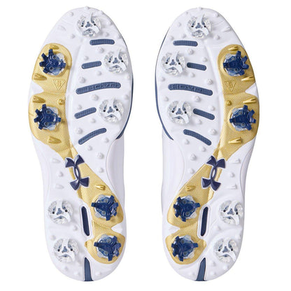 UA Drive Pro Wide Fit Waterproof Spiked Golf Shoes - White