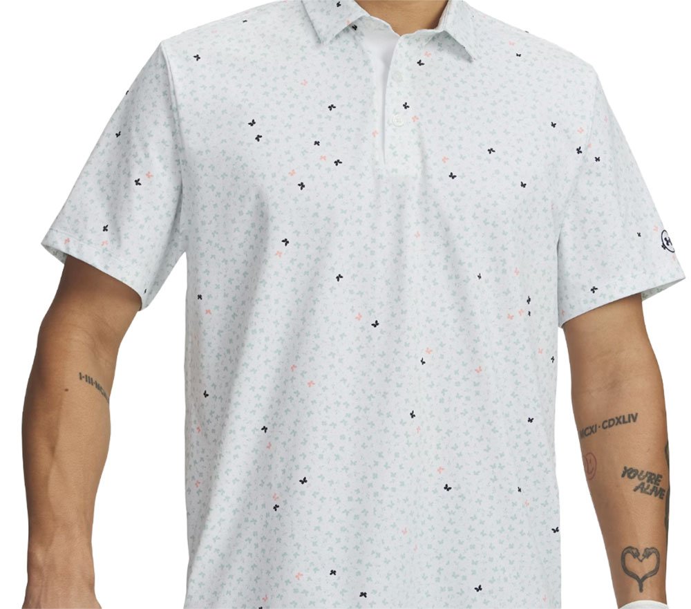 UA ArmourDry Printed Polo White/Enamel Blue/Navy