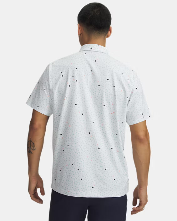 UA ArmourDry Printed Polo White/Enamel Blue/Navy