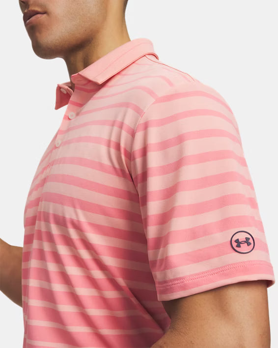 UA ArmourDry Stripe Polo Pink Stripe