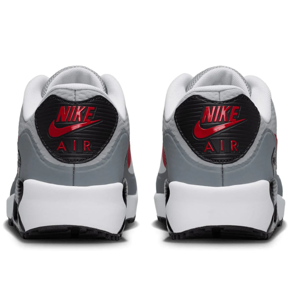 Nike Air Max 90 G Waterproof Spikeless Golf Shoes - White / Fire Red / Light Smoke Grey
