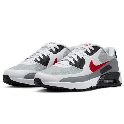 Nike Air Max 90 G Waterproof Spikeless Golf Shoes - White / Fire Red / Light Smoke Grey