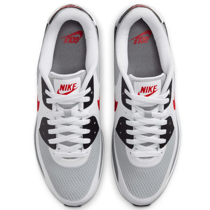 Nike Air Max 90 G Waterproof Spikeless Golf Shoes - White / Fire Red / Light Smoke Grey