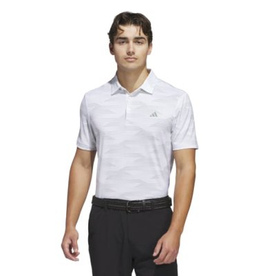 adidas Ultimate365 Speed Stripe Golf Polo Shirt - White / Green