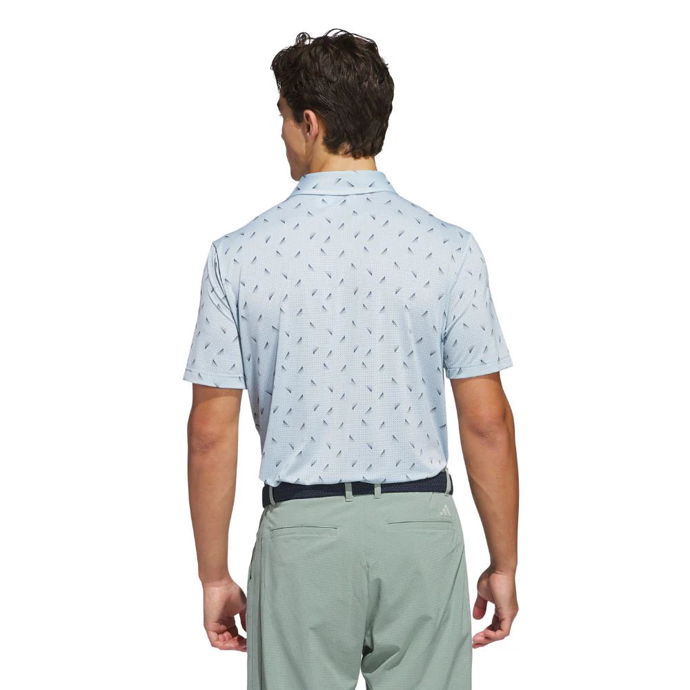 adidas Ultimate365 Printed Mesh Golf Polo Shirt - Blue