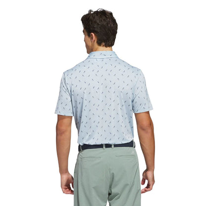 adidas Ultimate365 Printed Mesh Golf Polo Shirt - Blue
