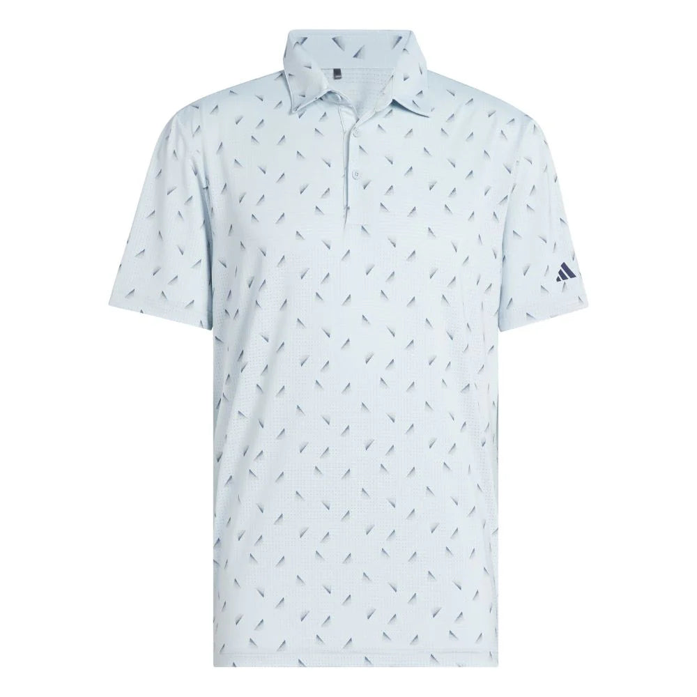 adidas Ultimate365 Printed Mesh Golf Polo Shirt - Blue