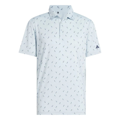adidas Ultimate365 Printed Mesh Golf Polo Shirt - Blue