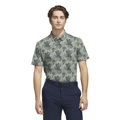adidas Go-To Print Golf Polo Shirt - Green / Navy