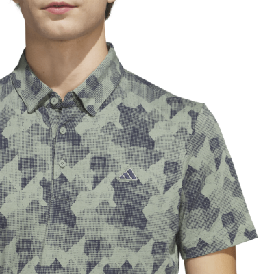 adidas Go-To Print Golf Polo Shirt - Green / Navy