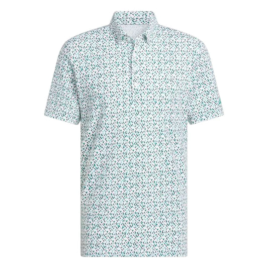 adidas Ultimate365 Micro Argyle Golf Polo Shirt - White / Pure Teal