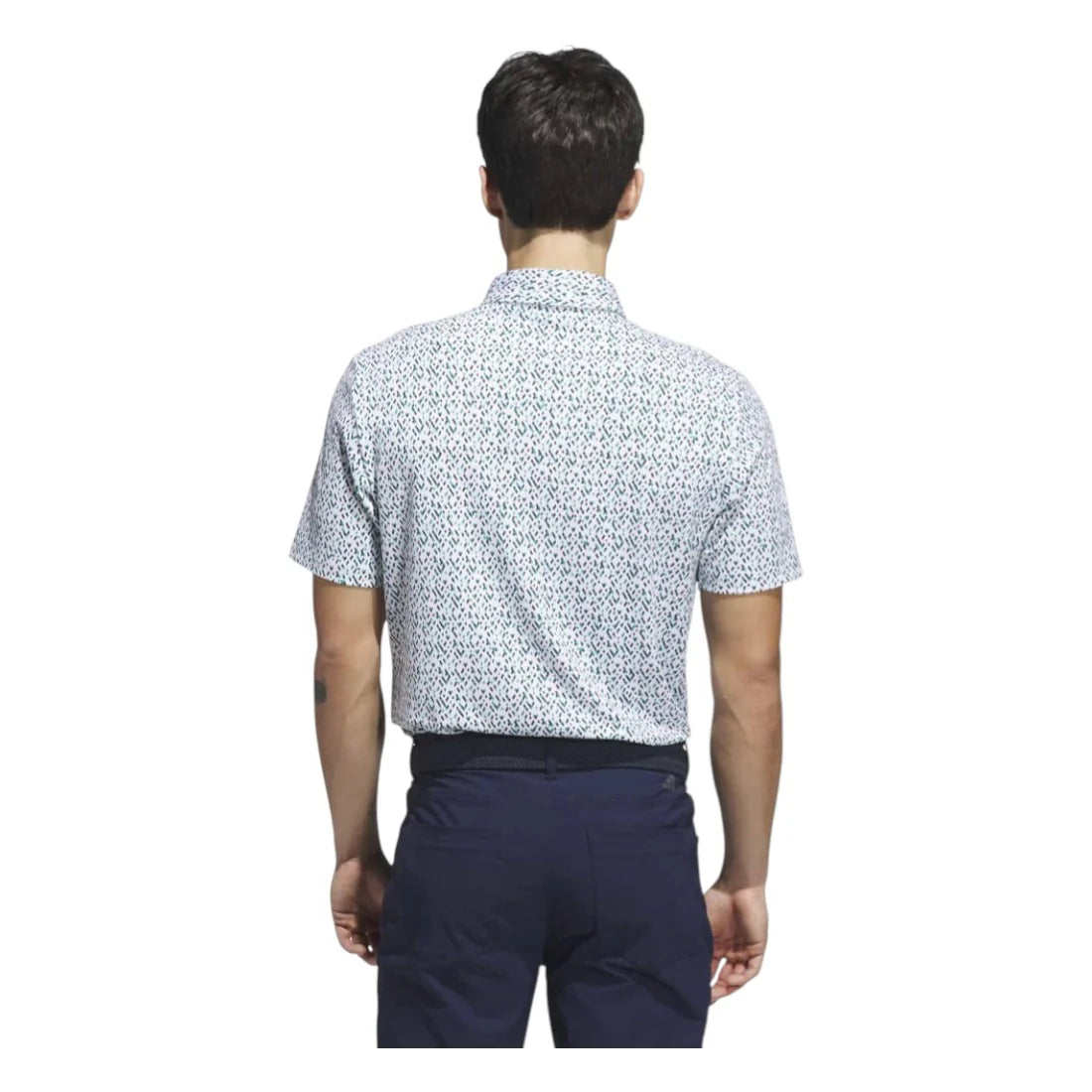 adidas Ultimate365 Micro Argyle Golf Polo Shirt - White / Pure Teal