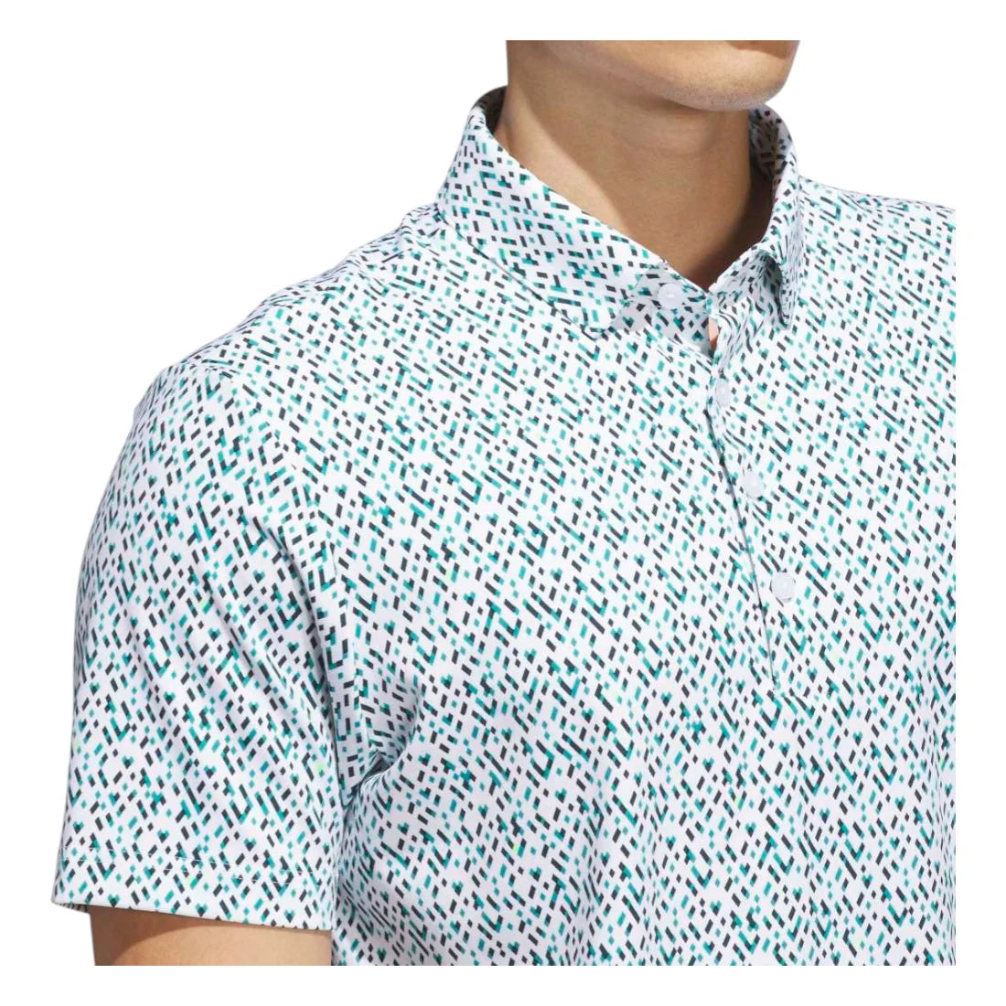 adidas Ultimate365 Micro Argyle Golf Polo Shirt - White / Pure Teal