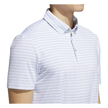 adidas Ultimate365 Stripe Golf Polo Shirt - Wonder Blue/White