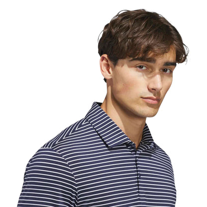 adidas Performance Stripe Golf Polo Shirt - White / Navy