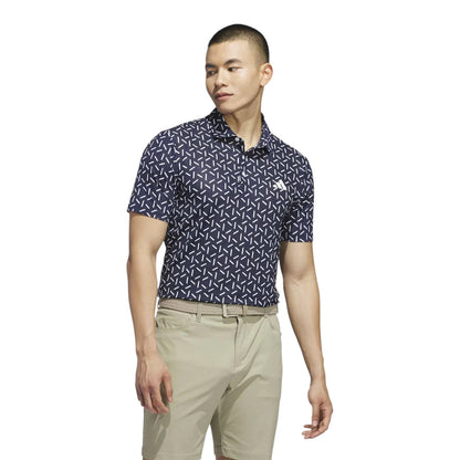 adidas Ultimate365 Mesh Print Golf Polo Shirt - Navy / White