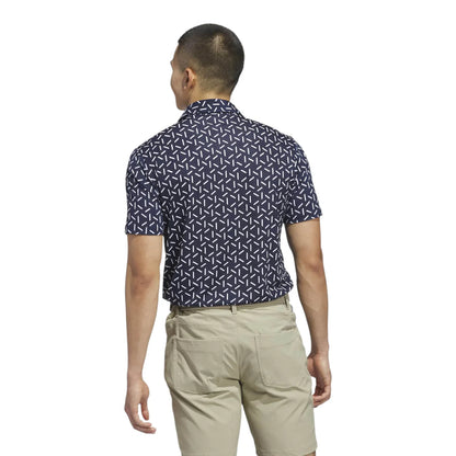 adidas Ultimate365 Mesh Print Golf Polo Shirt - Navy / White