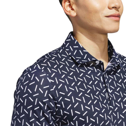 adidas Ultimate365 Mesh Print Golf Polo Shirt - Navy / White