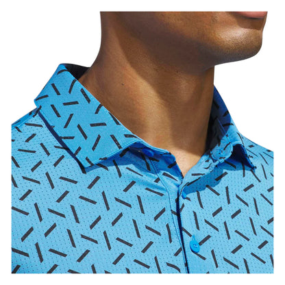 adidas Ultimate365 Mesh Print Golf Polo Shirt - Blue