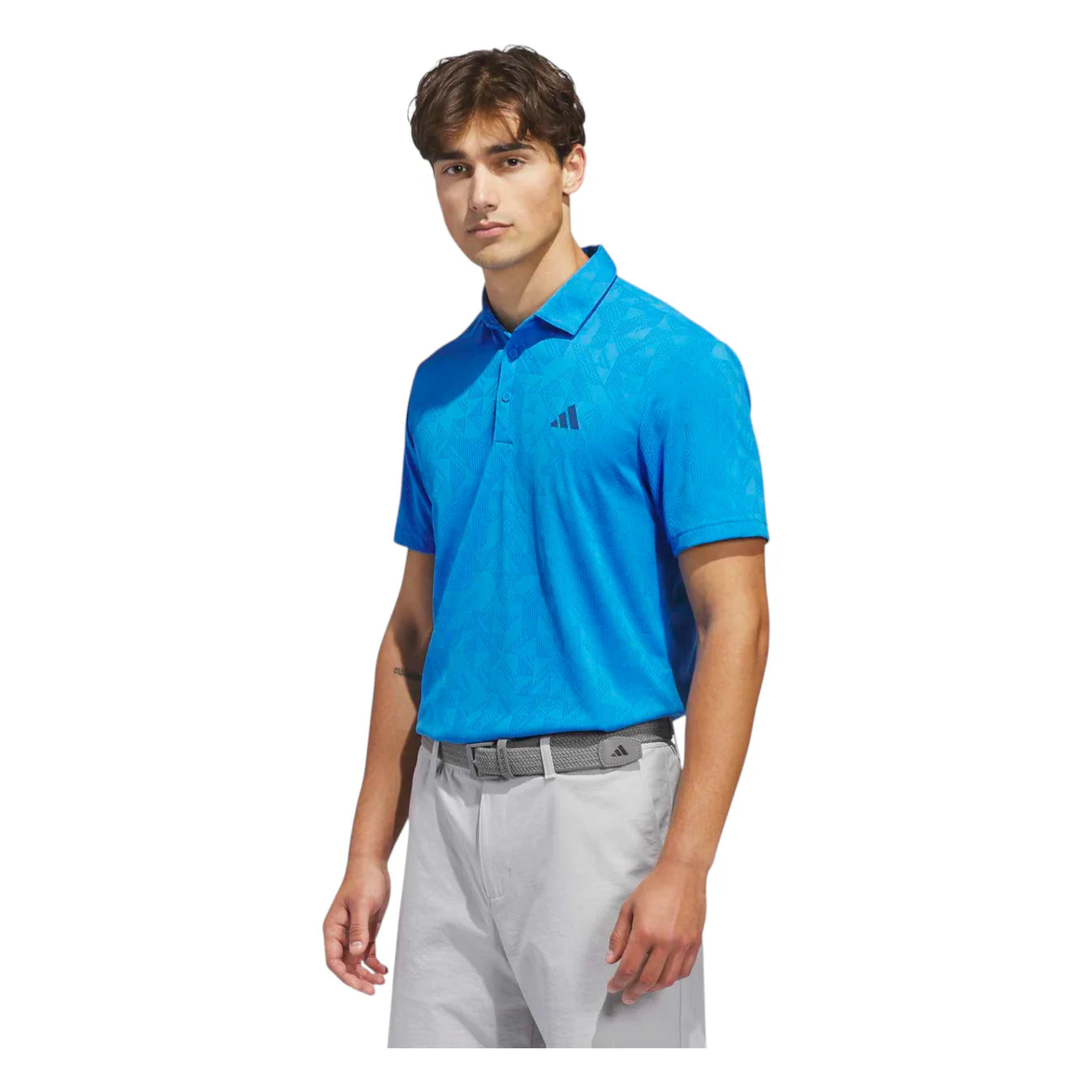 adidas Ultimate365 Textured Jacquard Golf Polo Shirt - Blue