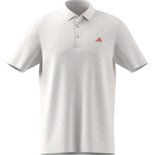 adidas Ultimate365 Mesh Print Golf Polo Shirt - White / Dusky Orange