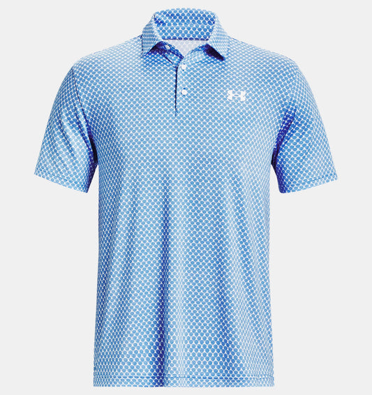 UA Playoff 3.0 Printed Polo White/Cosmic Blue