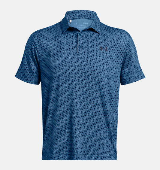 UA Playoff 3.0 Printed Polo Photon Blue/Midnight Navy