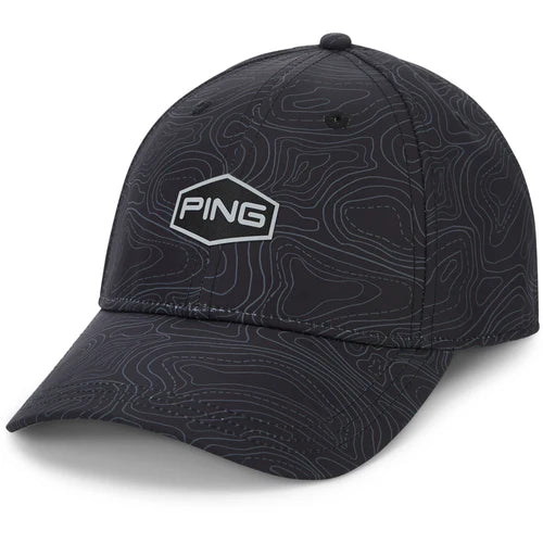 Map Print Hat Black