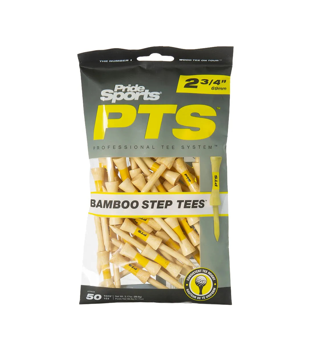 Pride PTS Bamboo Step Tees 2 3/4" Yellow